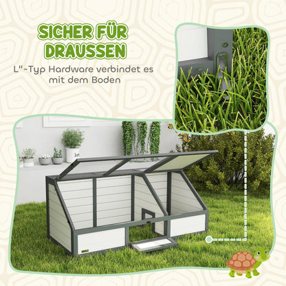 PawHut Schildkrötenbox, Outdoor Schildkrötengehege, bodenloses Design, leicht zu öffnen, Schildkrötenhaus, Weiß