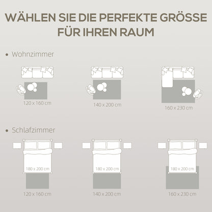 HOMCOM Maschinengewebter Teppich, 15 mm hoch, vielseitig einsetzbar, rutschfest, Cremeweiß