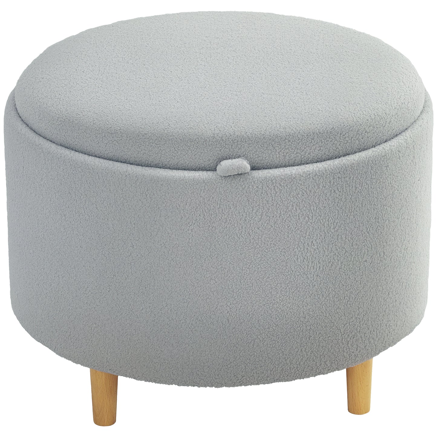 HOMCOM Hocker Polsterhocker, Teddyfleece, versteckter Stauraum, umkehrbarer Deckel, 56 cm x 56 cm x 42 cm, Grau