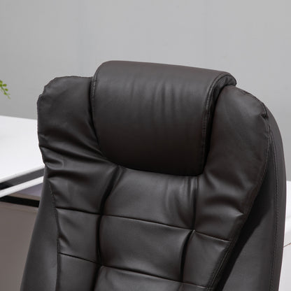 HOMCOM Bürostuhl mit Massagefunktion Ergonomischer Chefsessel mit Heizfunktion, Liegefunktion, Wippfunktion, Höhenverstellbar 360° Drehbar Schreibtischstuhl, Kunstleder, Braun