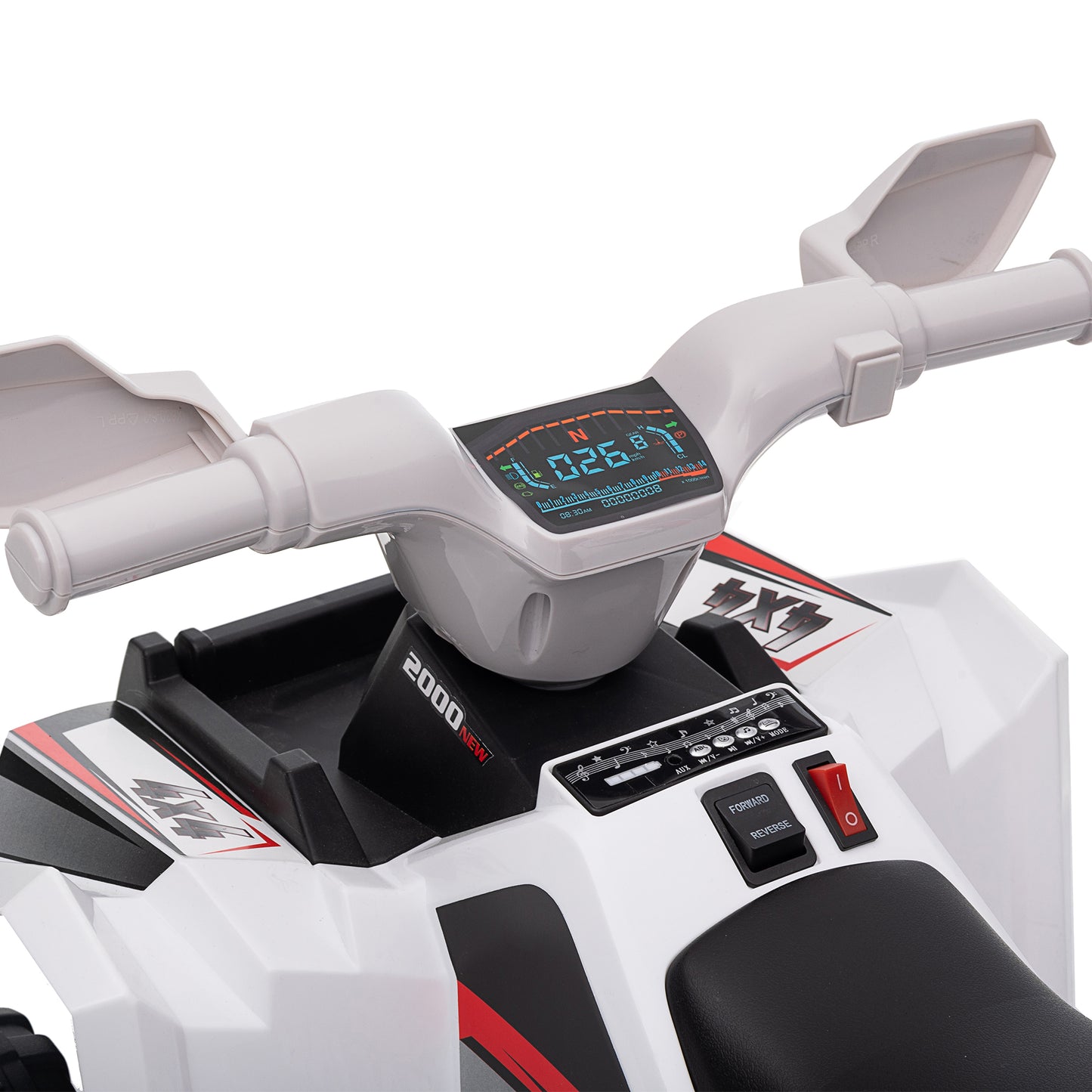 HOMCOM Elektro-Kinderquad, 2,5 km/h, Vorwärts- &amp; Rückwärtsgang, für 18-36 Monate, Weiß