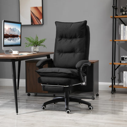 Vinsetto Bürostuhl mit Massagefunktion, Ergonomischer Schreibtischstuhl mit Liege- & Drehfunktion, mit Fußstütze, Schwarz