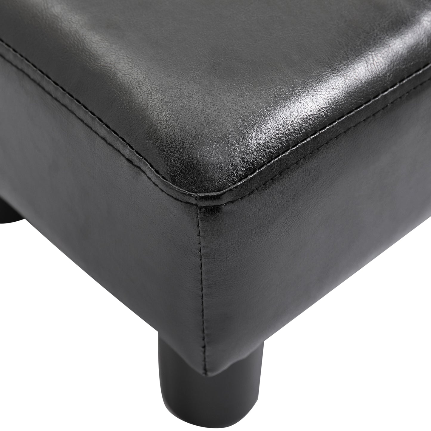 HOMCOM Sitzhocker Hocker mit Kunstleder Moderner Fußhocker Kunstlederhocker Ottomane für Schlafzimmer, Wohnzimmer, Schwarz