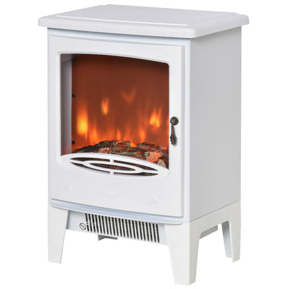 HOMCOM Elektrokamin mit Heizung، كهربائي Kamin مع تأثير اللهب LED، 900/1800 واط Dekokamin، كهربائي Kaminfeuer Kaminofen، Weiß