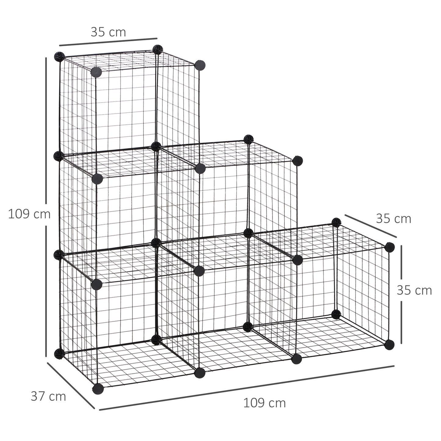 HOMCOM Metallwürfel-Regal, Anpassbarer Würfelschrank für Kleidung, Bücher, Spielzeug, flexibel, 109L x 37B x 109H cm, Schwarz