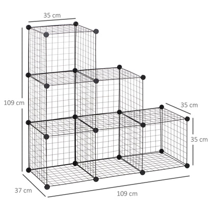 HOMCOM Metallwürfel-Regal, Anpassbarer Würfelschrank für Kleidung, Bücher, Spielzeug, flexibel, 109L x 37B x 109H cm, Schwarz