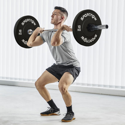 SPORTNOW Hantelscheiben-Set, 2 x 10 kg, olympischer Standard, Gummi, geräuscharm, Schwarz