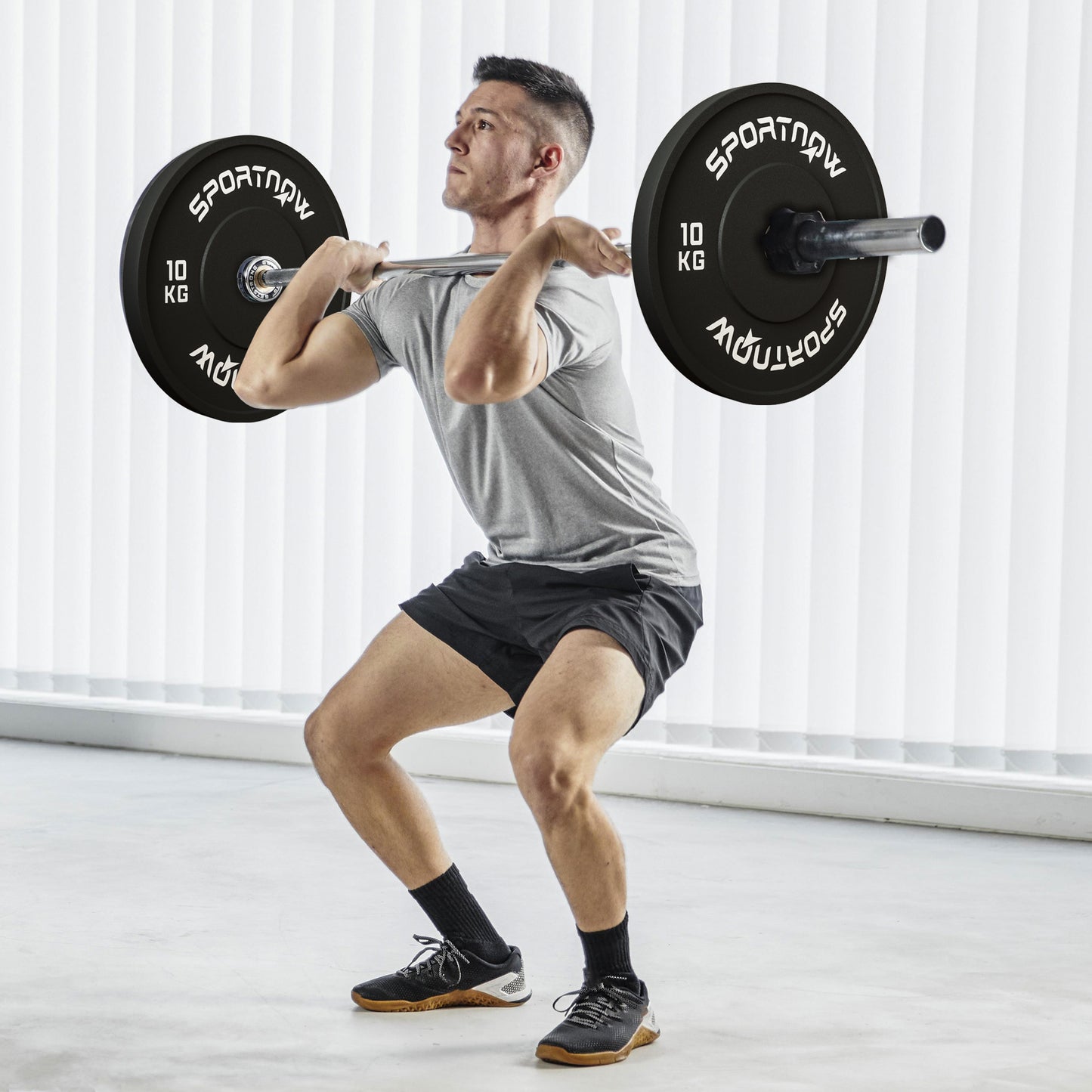 SPORTNOW Hantelscheiben-Set, 2 x 10 kg, olympischer Standard, Gummi, geräuscharm, Schwarz