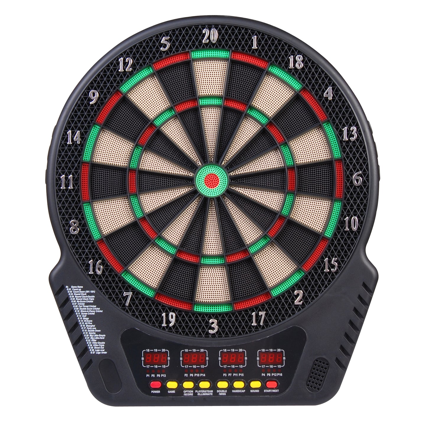 HOMCOM Elektronische Dartscheibe Dartboard Dart-set mit LED Anzeige mit automatischer Wertung Soundeffekte 6 Darts 24 Dartköpfe 27 Spiele und 243 Trefferoptionen für 16 Spieler 44 x 51,5 x 3,2 cm