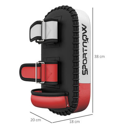 SPORTNOW Kickpolster fürMuay Thai, Kickboxen, Kunstlederbezug, 0,4 kg, 38x20x18 cm, Schwarz/Rot/Weiß