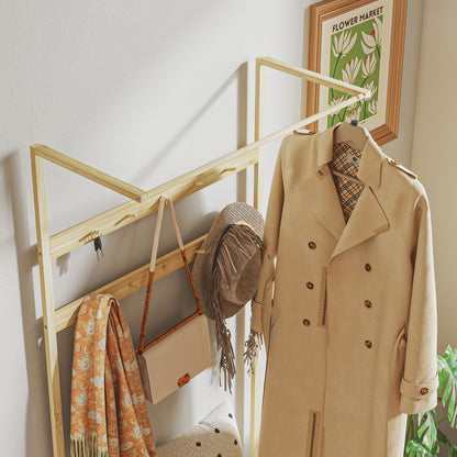 HOMCOM Garderobe mit Schuhbank, Kleiderstange, 10 Kleiderhaken, شوهابلاج, بامبوس