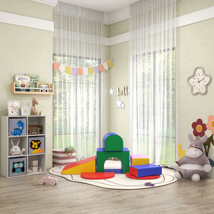 HOMCOM Saftbaustein-Set für Kinder, Schaumstoffblöcke, Quadrat, Treppe, Rampe, Kunstleder, Mehrfarbig