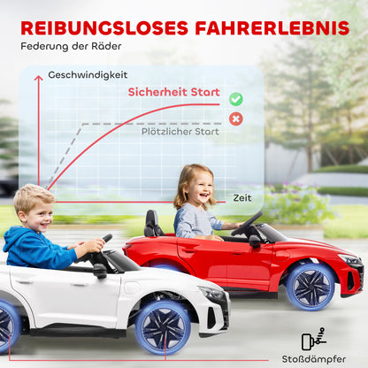 HOMCOM Kinderauto, Elektroauto, Audi-lizenziert, mit Sicherheitsgurt, Fernbedienung, Licht, rot+schwarz, 103 x 58 x 41cm