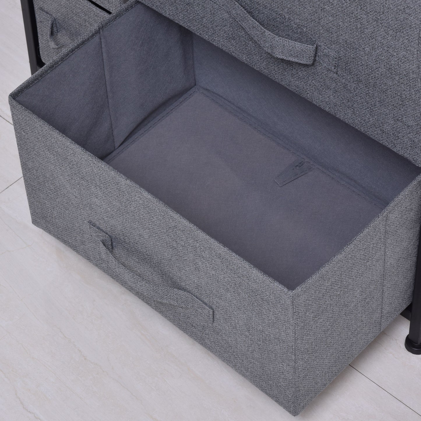 HOMCOM Kommode mit 7 faltbaren Stoffschubladen, Vlies, Metallgestell, 63,5 x 30 x 71 cm, Dunkelgrau