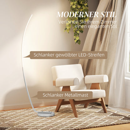 HOMCOM LED-Flurlampe mit anpassbarer Helligkeit, Moderne Stehlampe mit Fußschalter für Schlafzimmer, Wohnzimmer, Silber