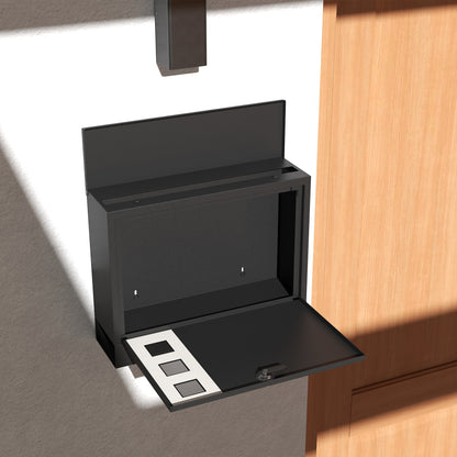 HOMCOM Briefkasten Metallbriefkasten, modern, abschließbar, 36,5 x 11,5 x 29 cm, Schwarz