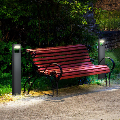 Outsunny Gartenlampe, Wegleuchte, Pfostenlicht mit LEDs, wetterbeständig, 16cm x 5cm x 90cm, Dunkelgrau