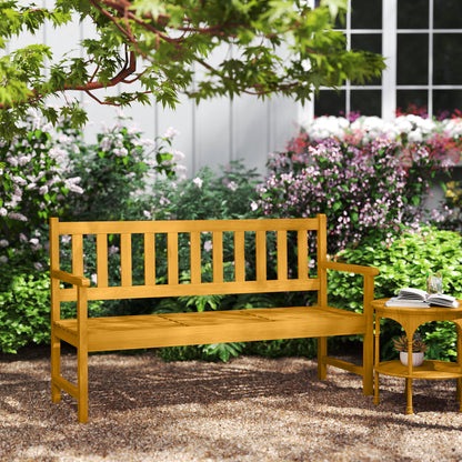 Outsunny 2-Sitzer Gartenbank Holz، wetterfest Sitzbank mit Rücken- &amp; Armlehnen 320 كجم belast 149x56,5x89 سم، خشب الساج