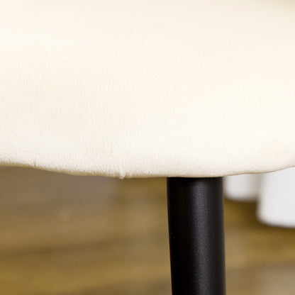 HOMCOM 2er-Set Esszimmerstühle im Skandi-Design, Küchenstühle, Samptoptik, Creme + Schwarz