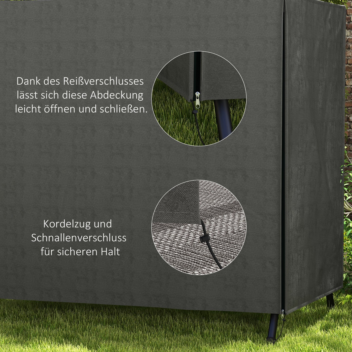 Outsunny Abdeckung für Gartenschaukel, Schutzhülle für Hollywoodschaukel, Abdeckhaube, wasserfest, 177 x 114 x 152 cm, Grau