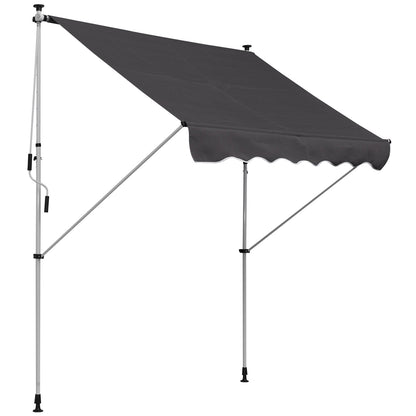 Outsunny Klemmmarkise mit Handkurbel höhenverstellbar Gelenkarmmarkise schmutzabweisend, witterungsbeständig Balkonmarkise 150cm breit Terrassenmarkise für Terrasse Balkon Veranda Grau