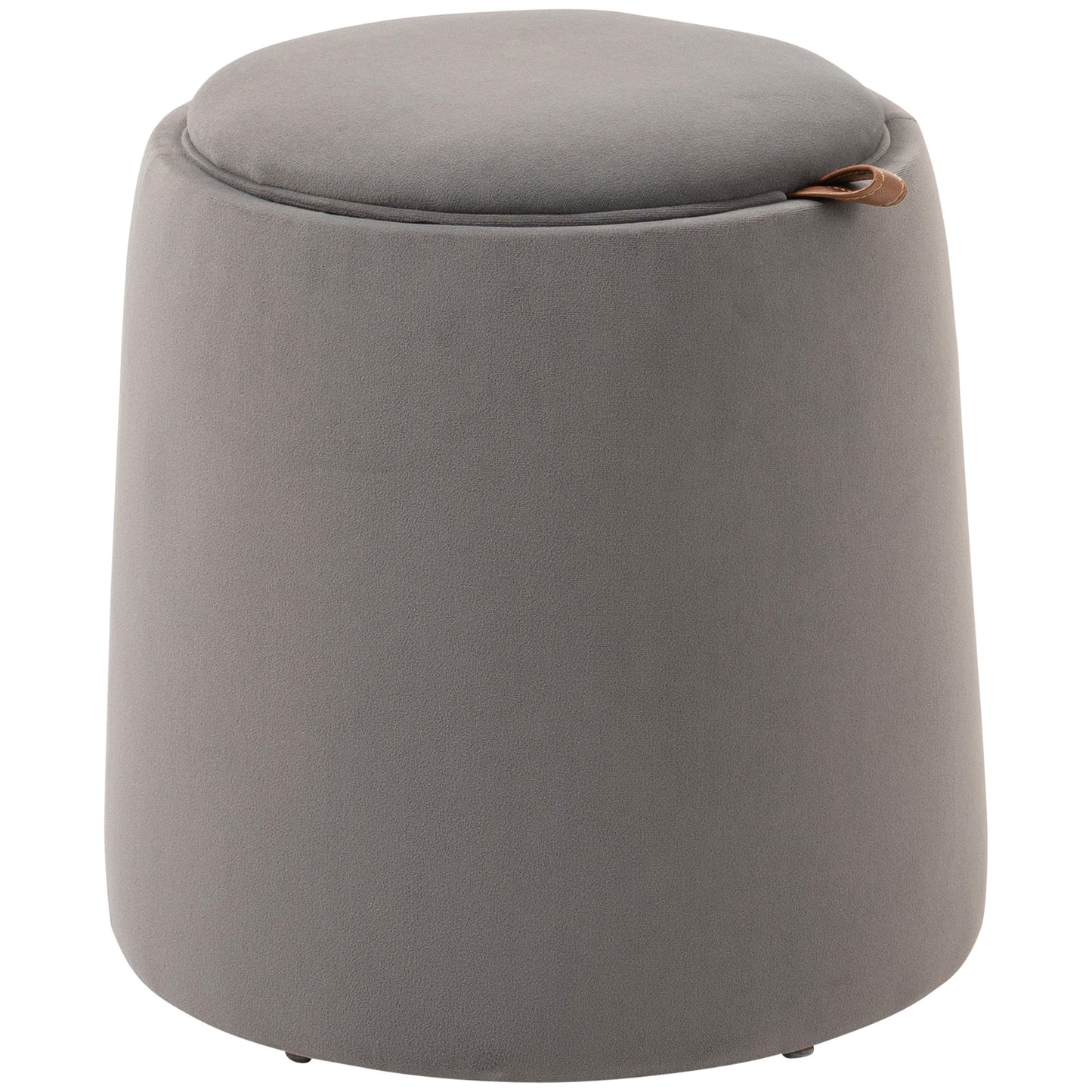 HOMCOM 2-in-1 Hocker in Samtoptik inklusive Stauraum und abnehmbaren Deckel Φ44 cm x 47,5 cm Grau