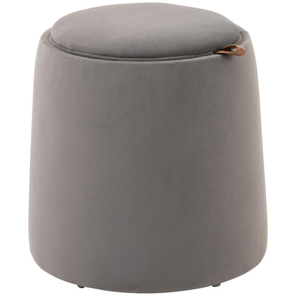 HOMCOM 2-in-1 Hocker in Samtoptik inklusive Stauraum und abnehmbaren Deckel Φ44 cm x 47,5 cm Grau