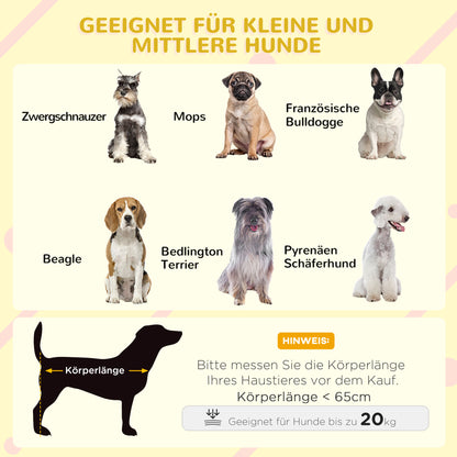 PawHut Hundehütte, Dachterrasse, Treppe, Fenster, Bodenabstand, Naturholz, hellgrau, 121 x 77 x 78cm