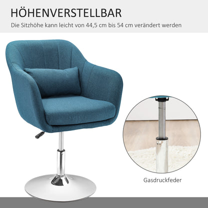 HOMCOM Drehstuhl, leinenartiges Polyester, Metall, 60 x 60 x 79-91 cm, Blau