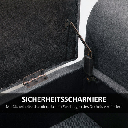HOMCOM Sitzbank mit Stauraum، Polsterbank mit Leinenoptik، Holzbeine، Bettbank belastbar bis 130 كجم، für Wohnzimmer Schlafzimmer Flur، 116 × 44 × 58 سم Dunkelgrau