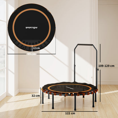 SPORTNOW Fitness-Trampolin mit verstellbarem Handlauf, Sport-Trampolin für drinnen und draußen, Stahl, Kunststoff, Orange