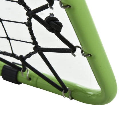 HOMCOM Fußball Rebounder Kickback Tor Rückprallwand Netz für Baseball Basketball beidseitiger Rückprall Verstellbar in 5 Stufen Metall Grün+Schwarz 75 x 75 x 64 cm