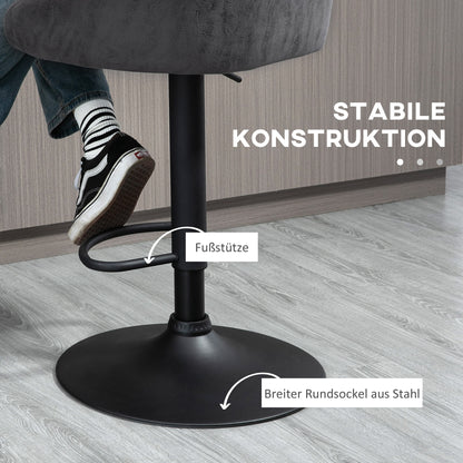 HOMCOM 2er-Set Barhocker, höhenverstellbar, 360-Grad-Schwenk-Design, 57 cm x 50 cm x 84-104cm, Grau