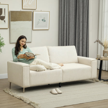 HOMCOM Modernes 3-Sitzer-Sofa, Weiche Couch mit Rückenkissen, Polstersofa für Wohnzimmer, Schlafzimmer, Homeoffice, Cremeweiß