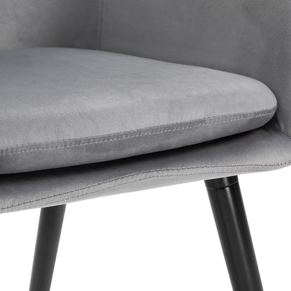 HOMCOM Esszimmerstühle in ansprechendem Design, Metallstruktur, Holzbeine, Grau, 120 kg belastbar