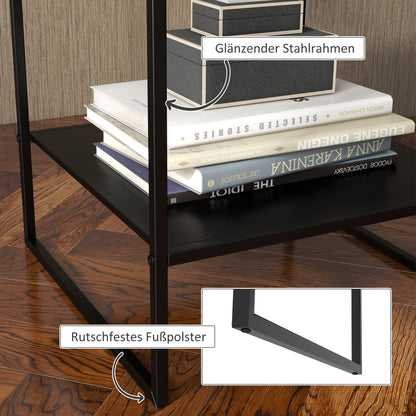 HOMCOM Beistelltisch im Industriedesign Couchtisch Nachttisch, 1 Ablage, Schwarz