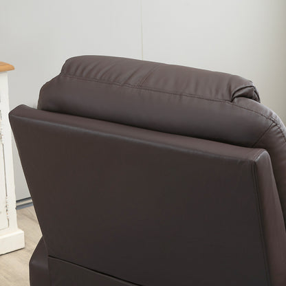 HOMCOM Massagesessel mit Aufstehhilfe, Liegefunktion, Kunstleder, bis 150 kg, 88 x 99 x 106 cm, Braun