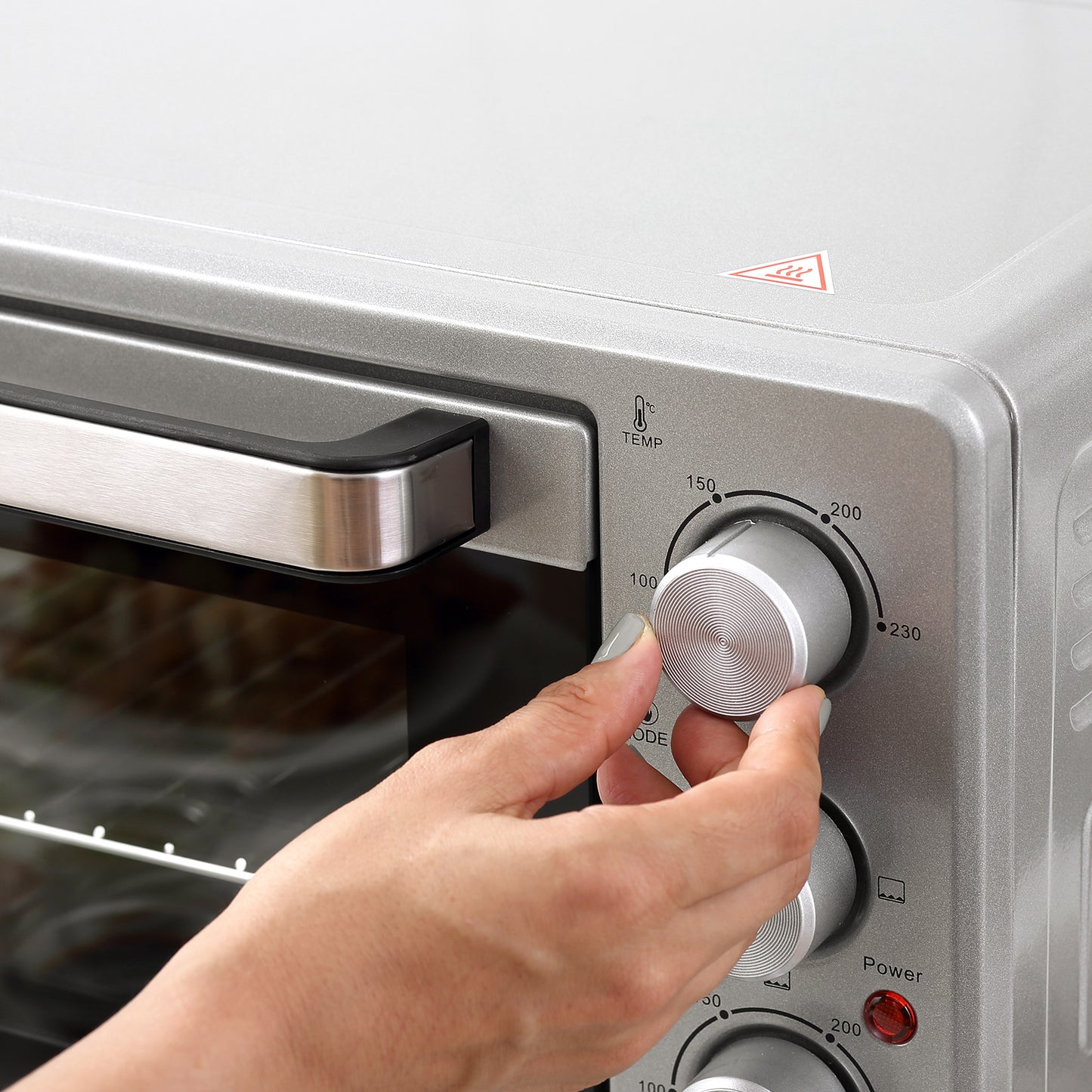 HOMCOM Mini Backofen 32L 100 °C-230 °C 1600 W Mini Ofen mit Backblech Krümelblech Grillrost und 3 Kochmodi Pizzaofen mit Timer Backblech-Griff Edelstahl Silber