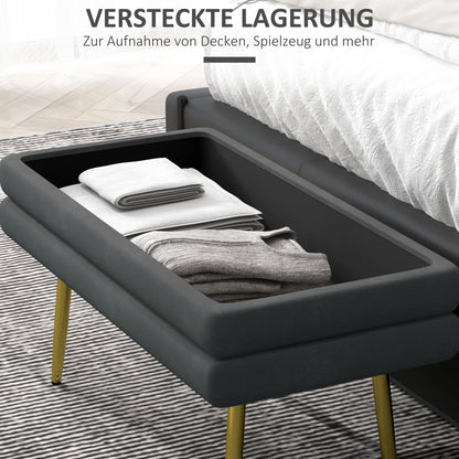 HOMCOM Sitzbank Polsterbank, mit Stauraum, Stahl, 79,5 cm x 37,5 cm x 43 cm, Dunkelgrau