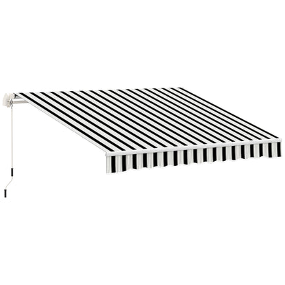 Outsunny Markise، Sonnenschutz، einfahrbar، mit Handkurbel، Metallrahmen، بوليستر، أزرق + فايس، 3,95 × 2,45 × 3,50 م