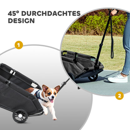 PawHut Hundewagen، مضرب كلاب Hundebuggy لـ Zwergenhunde مضاعف حتى 4 كجم، zusammenklappbarer Katzenbuggy mit Griffstange، Washbarem Kissen، Sicherheitsleinen، Aufbewahrungstasche، 4 Räder، Schwarz