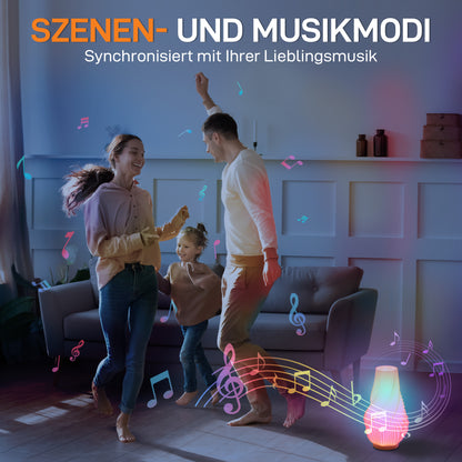 HOMCOM Smart Tischlampe mit App-Steuerung, Alexa-kompatibel, Kunststoff, Holz, Weiß
