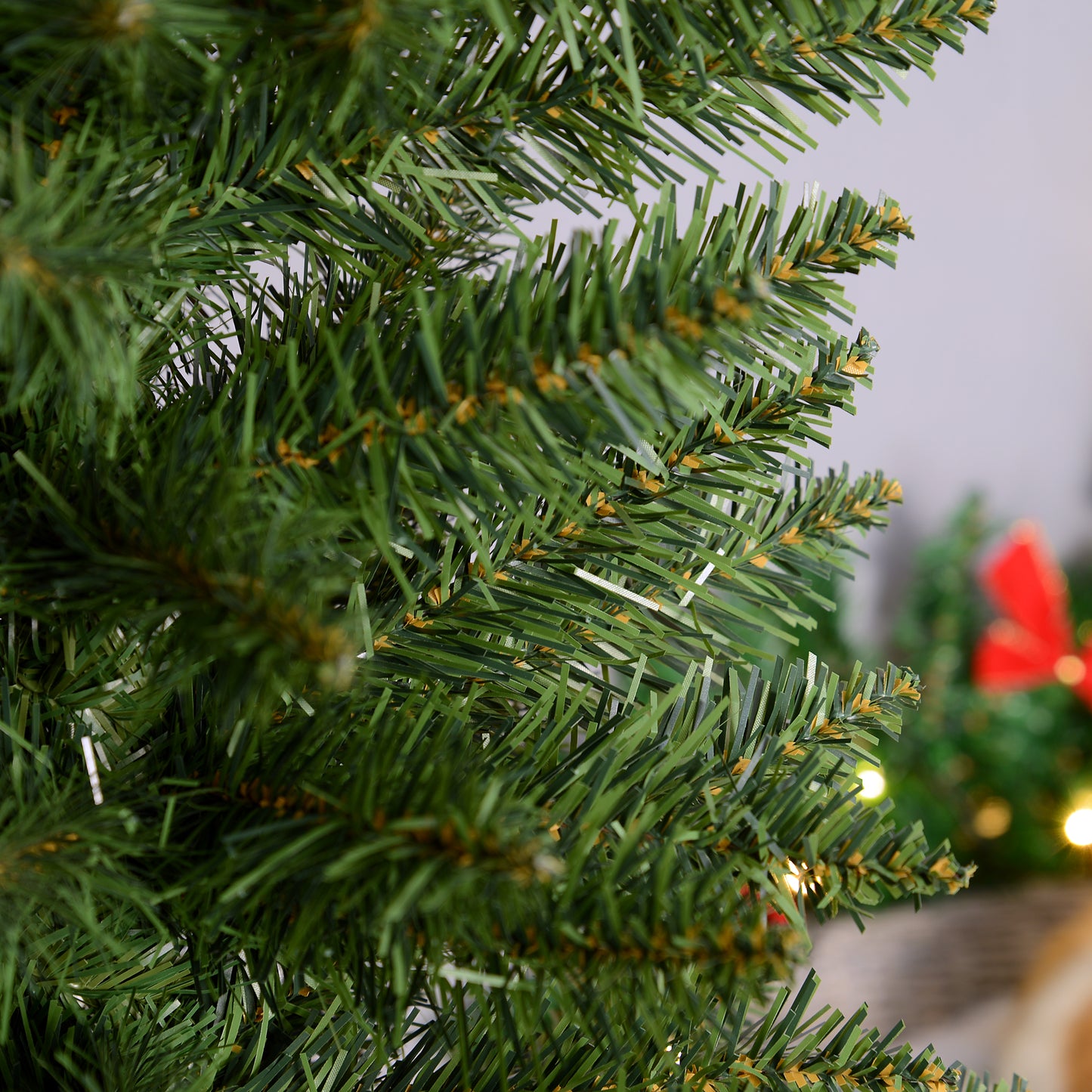 HOMCOM Weihnachtsbaum künstliche Künstliche Tanne Christbaum, inkl Ständer Weihnachtsstern 2,1 m, Grün