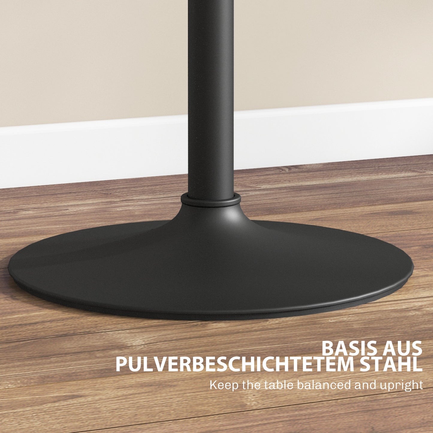 HOMCOM Bartisch für 2 Personen، höhenverstellbar، Marmoroptik، 60 x 60 x 68-93,5 سم، أسود