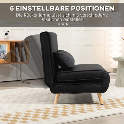 HOMCOM Relaxsessel mit Bettfunktion، لشخص واحد، تصميم حديث، مكرر 350 كجم، 94x78x80 سم، أسود
