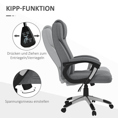 Vinsetto Bürostuhl Schreibtischstuhl Chefsessel, höhenverstellbar, Wippfunktion, 6 cm x 75 cm x 120 cm, Grau