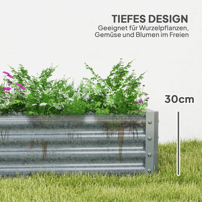Outsunny Hochbeet aus Stahl, Wetterbeständig Pflanzbeet mit Anti-Schnittkante Frühbeet