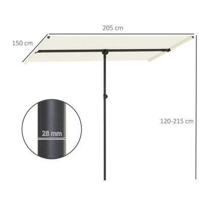 Outsunny Sonnenschirm 180 Grad drehbar Höhenverstellbar Gartenschirm mit Aluminium-Mast 150x205cm Beige