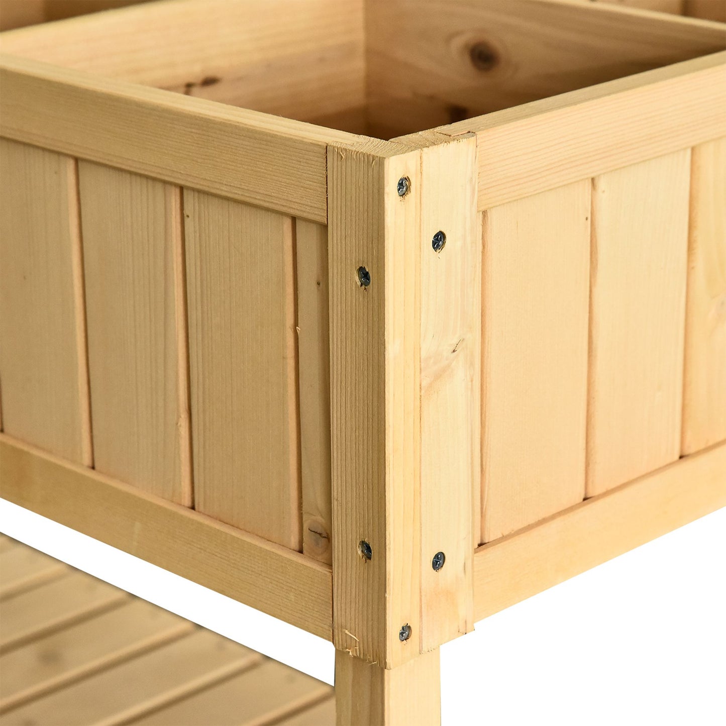 Outsunny Hochbeet 8 Fächer Pflanztisch Blumenkasten Tannenholz 1 Ablage + Abfluss