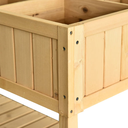 Outsunny Hochbeet 8 Fächer Pflanztisch Blumenkasten Tannenholz 1 Ablage + Abfluss